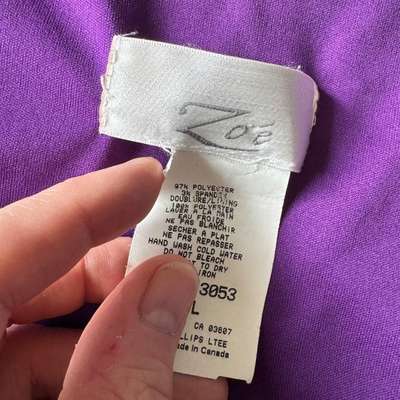 Zoe Women's Sleeveless‎ Ruffle Blouse Purple Size Large Sequin Lined Festival - Picture 12 of 13